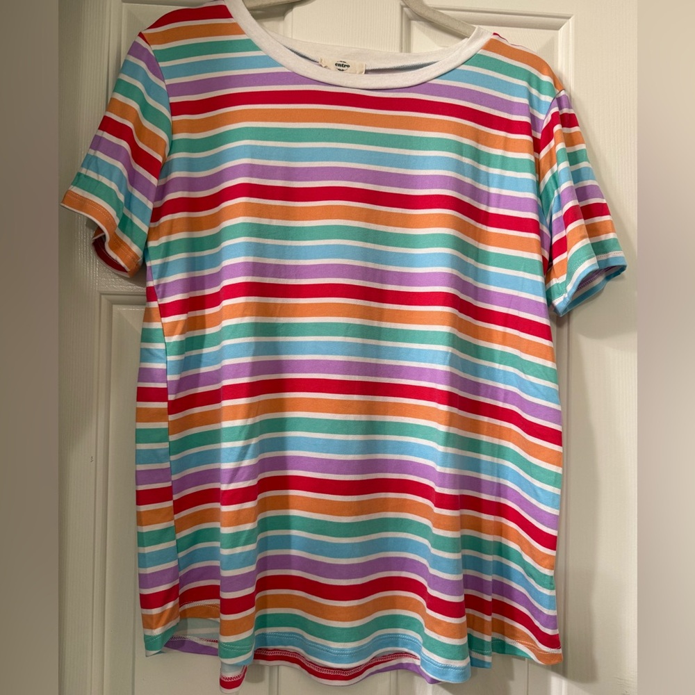 Entro Rainbow Colored Striped Top